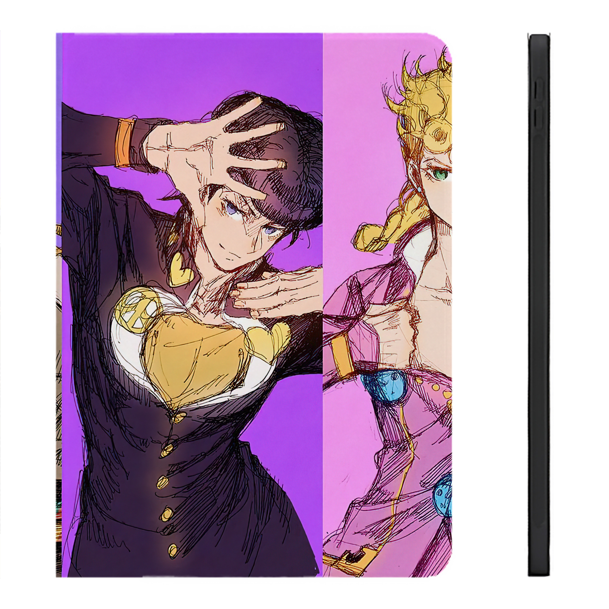 （画像用） ジョジョの奇妙な冒険 JoJo's Bizarre Adventure IPadケース ペンホルダー付き ブックスタイルデザイン